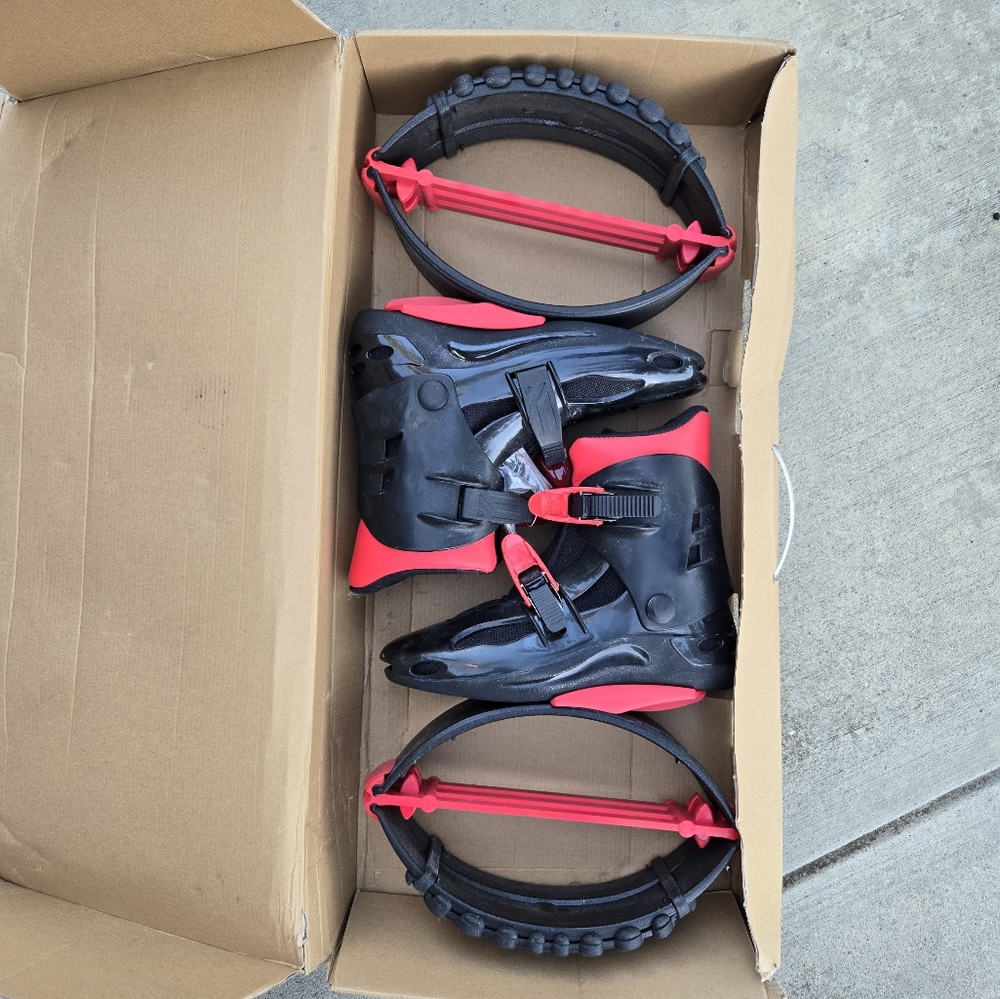 High-Top Black and Red Athletic Shoes with Unique Spring Sole - Picture 2 of 10